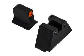 Night Fision Glow Dome Glock Suppressor Height Night Sights features an orange front and square rear